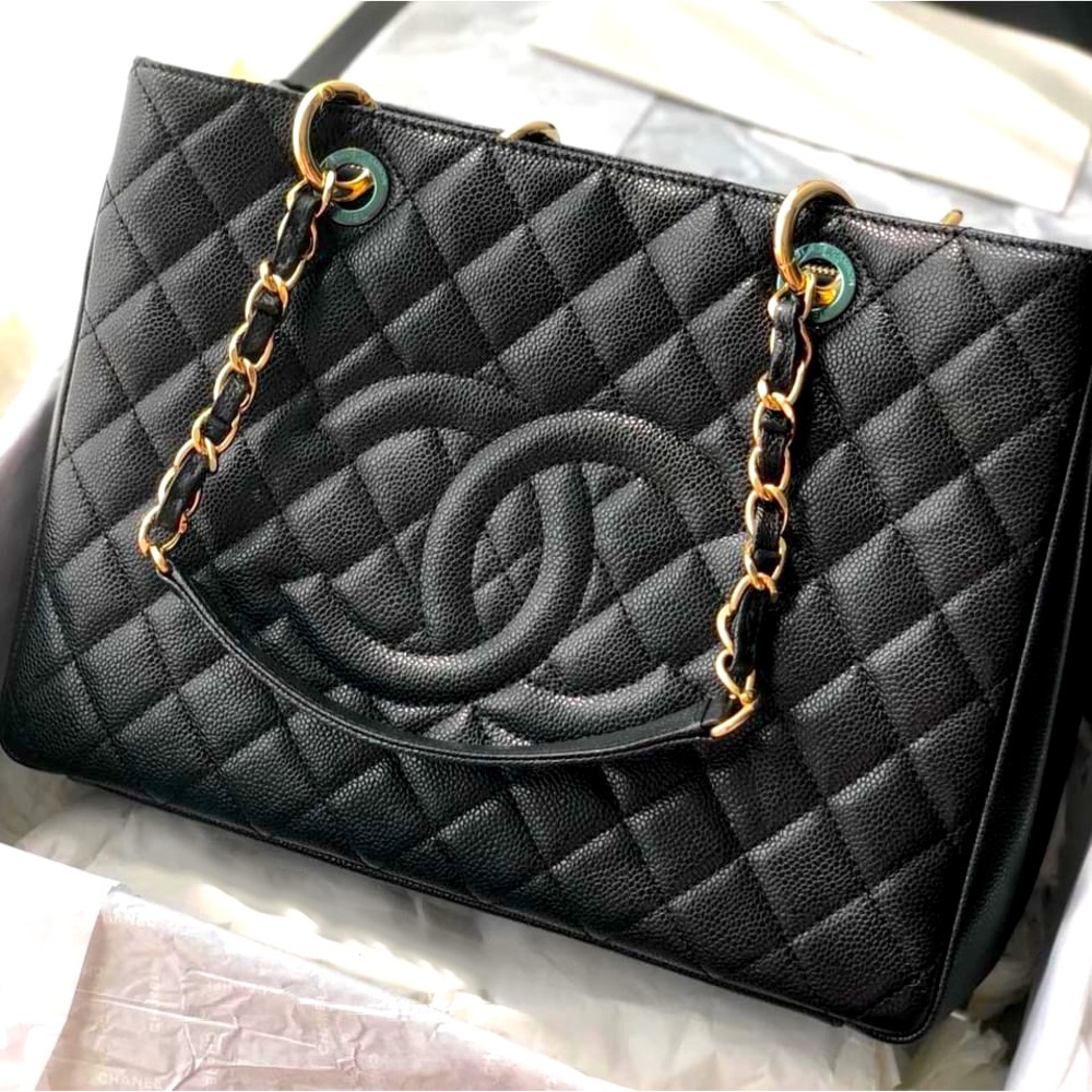 SOLD! Authentic Chanel Black Caviar GST Grand Shopping Tote GHW!